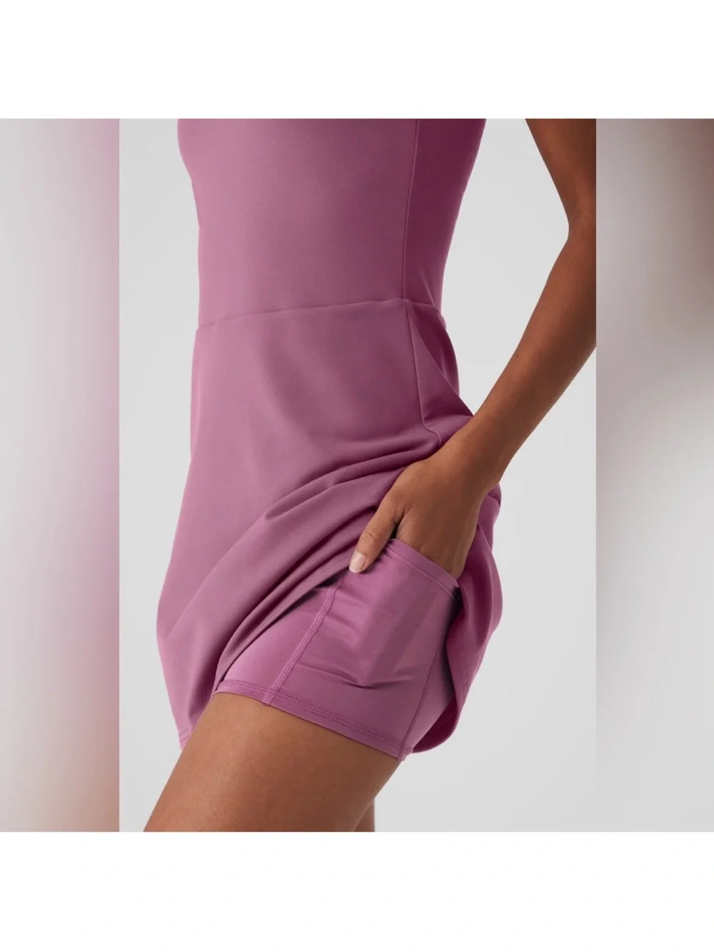 ALO Yoga Mauve V-Neck Racerback Mini Dress